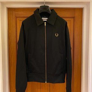 Fred Perry x Miles Kane Black Tricot Collared Track Jacket Size S